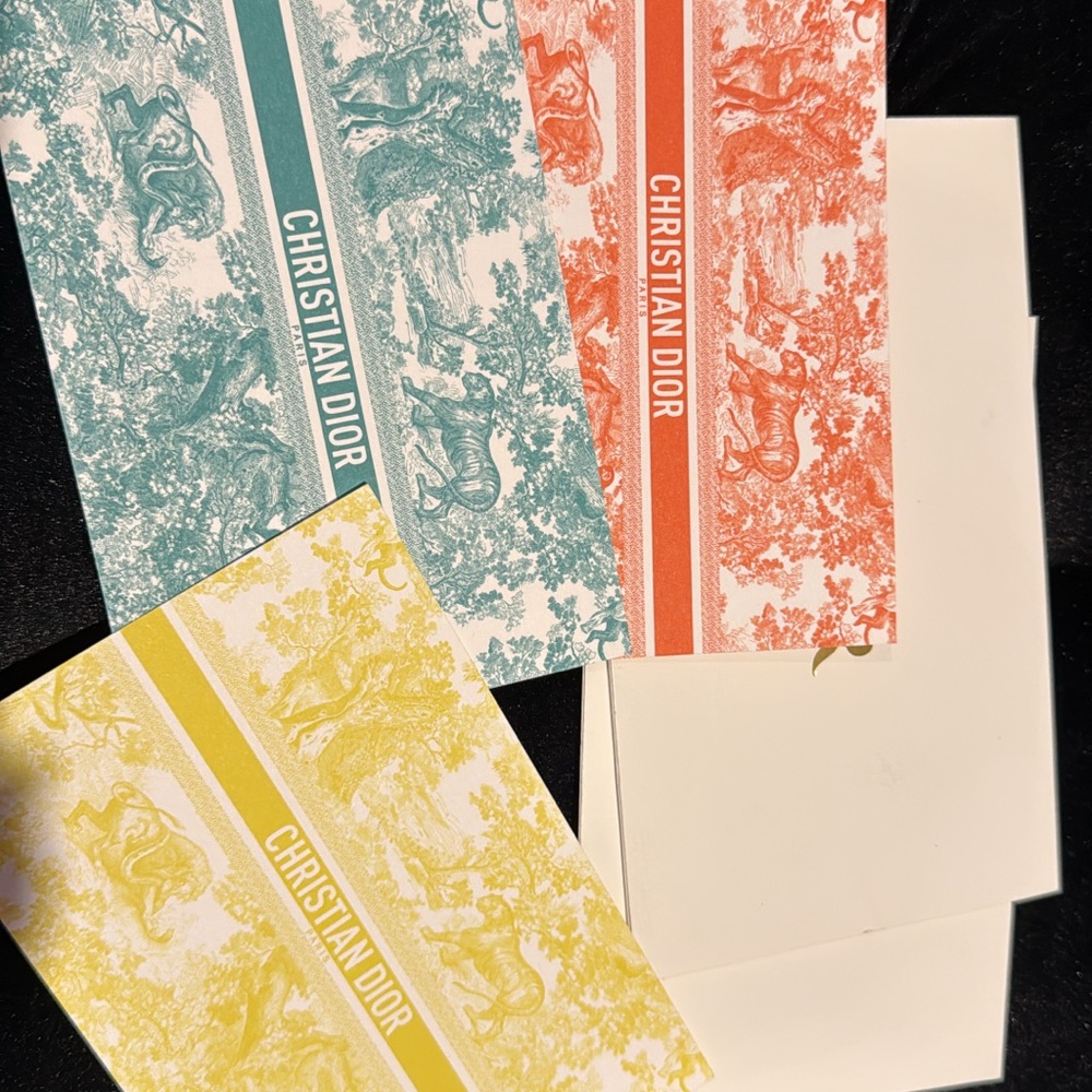 Dior Teal, Orange, and Yellow Designer Cards